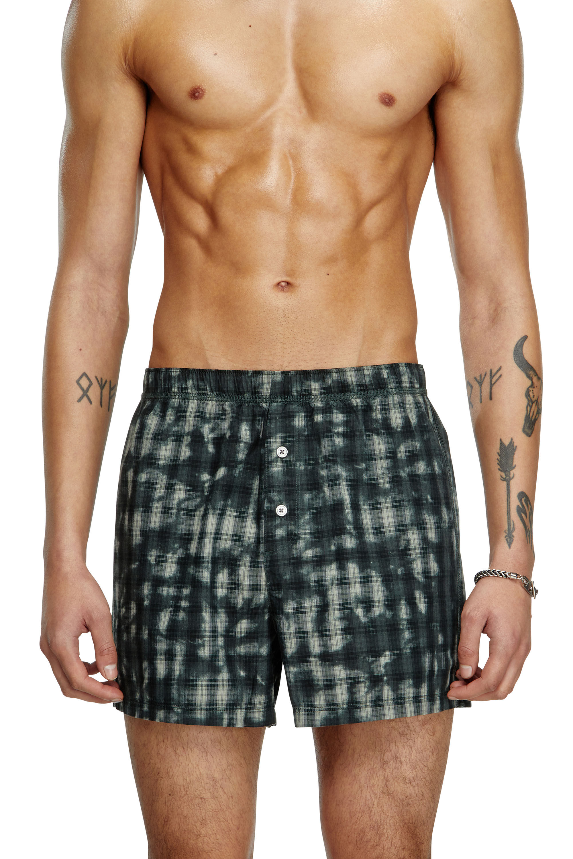 Diesel - STARK-UTLT, Boxer con stampa check Unisex in Verde - 3