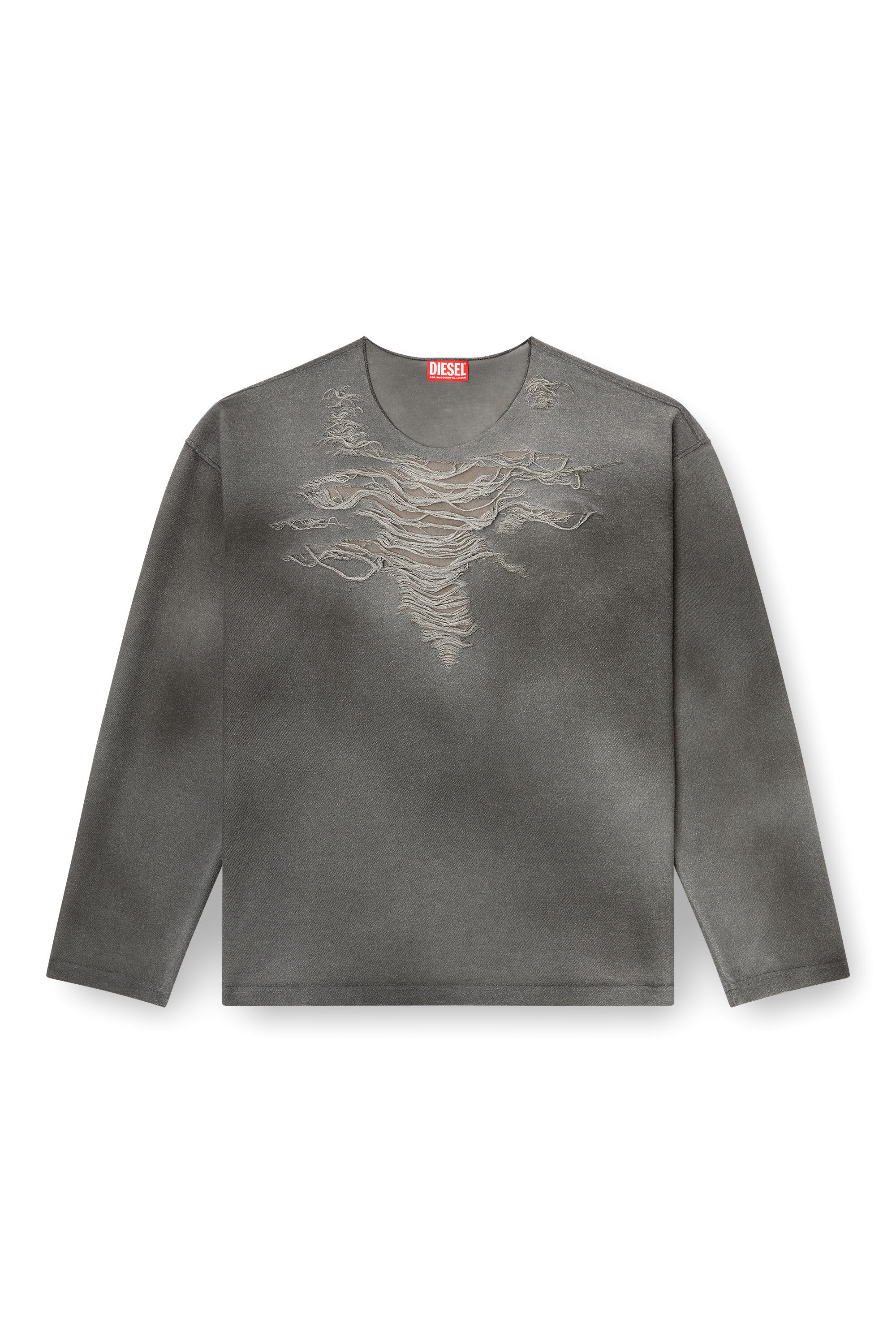 Diesel - S-RUBEN, Felpa effetto distressed Uomo in Grigio - 2