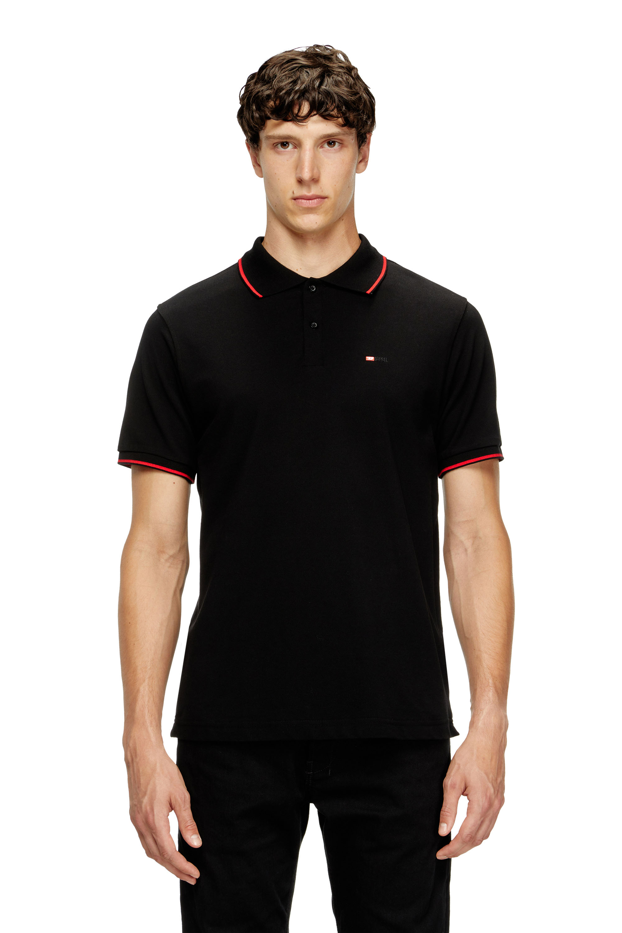Diesel - T-FERRY-MICRODIV, Camicia polo con micro ricamo Diesel Uomo in Nero - 1