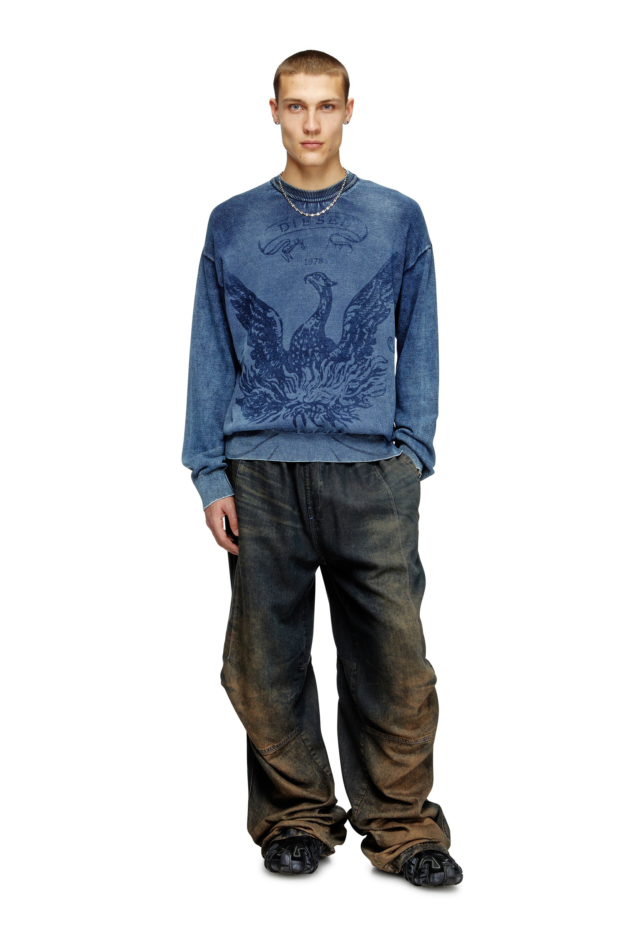 Diesel - K-FENICOL, Maglia indaco con logo Phoenix Uomo in Blu - 2