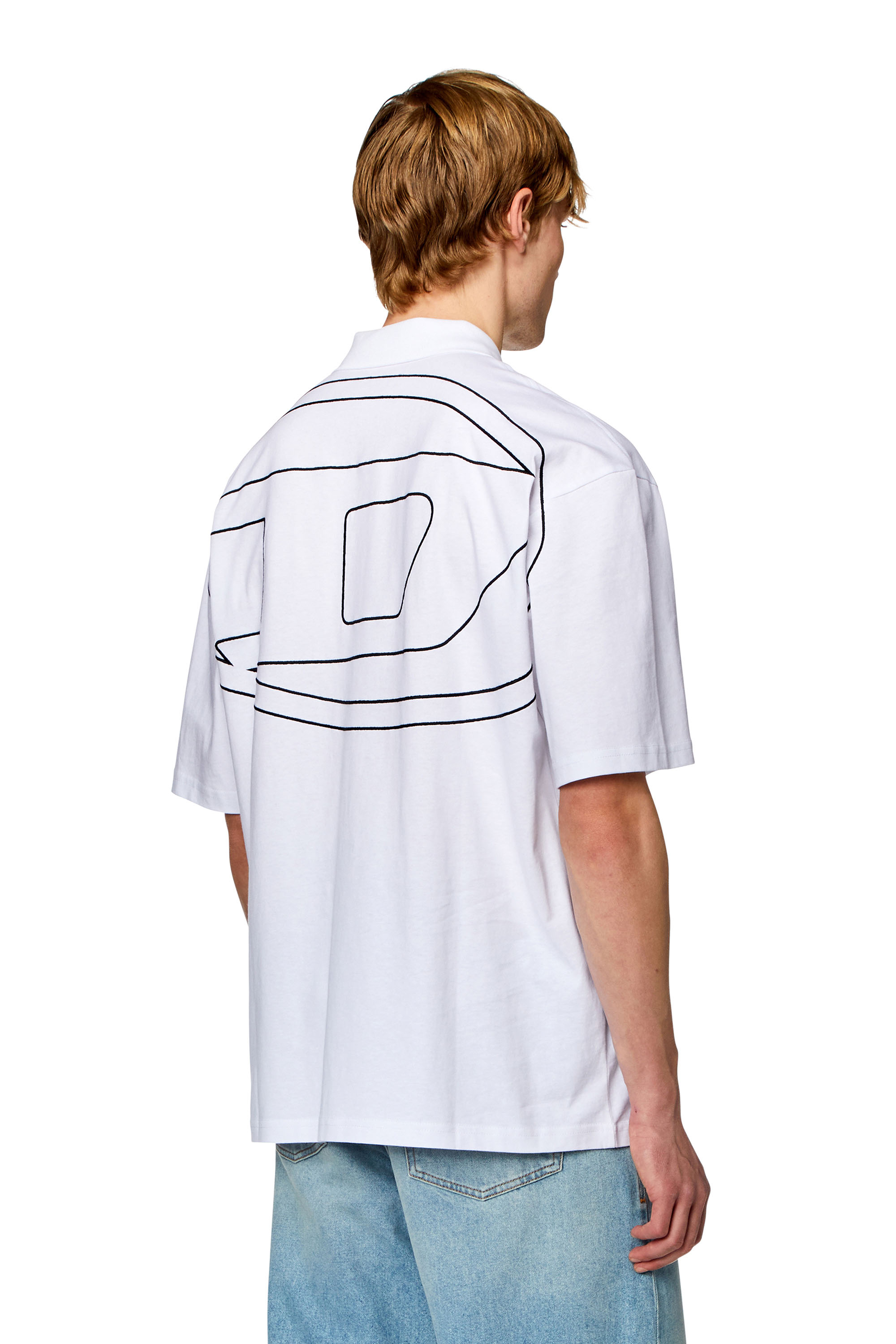 Diesel - T-VORT-MEGOVAL-D, Polo con maxi-ricamo oval D Uomo in Bianco - 1