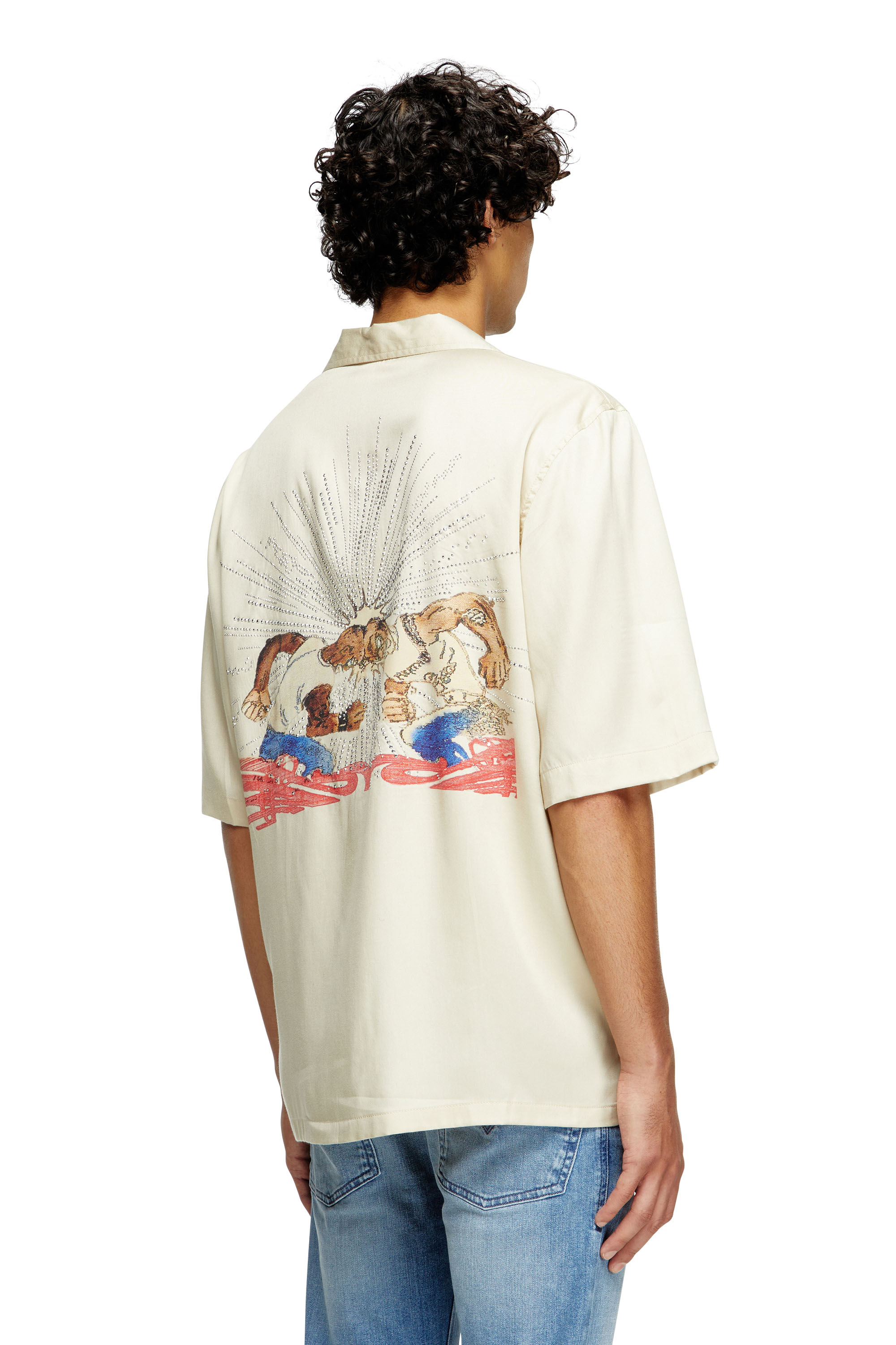 Diesel - S-BRACK-B-EPBR, Camicia TENCEL™ con grafica in strass Uomo in Beige - 4