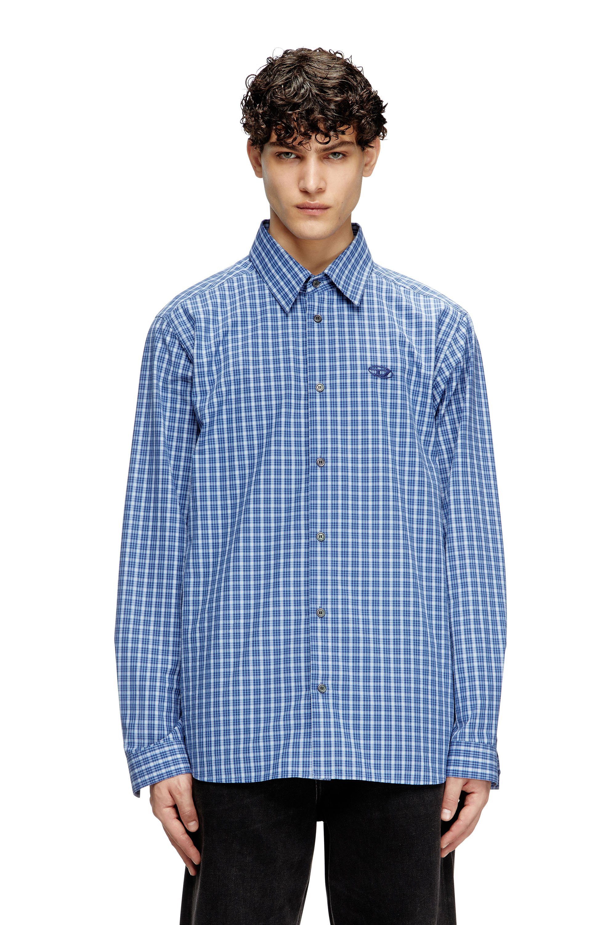 Diesel - S-SIMPLY-DLBV, Camicia a quadretti con Oval D ricamato Uomo in Multicolor - 1