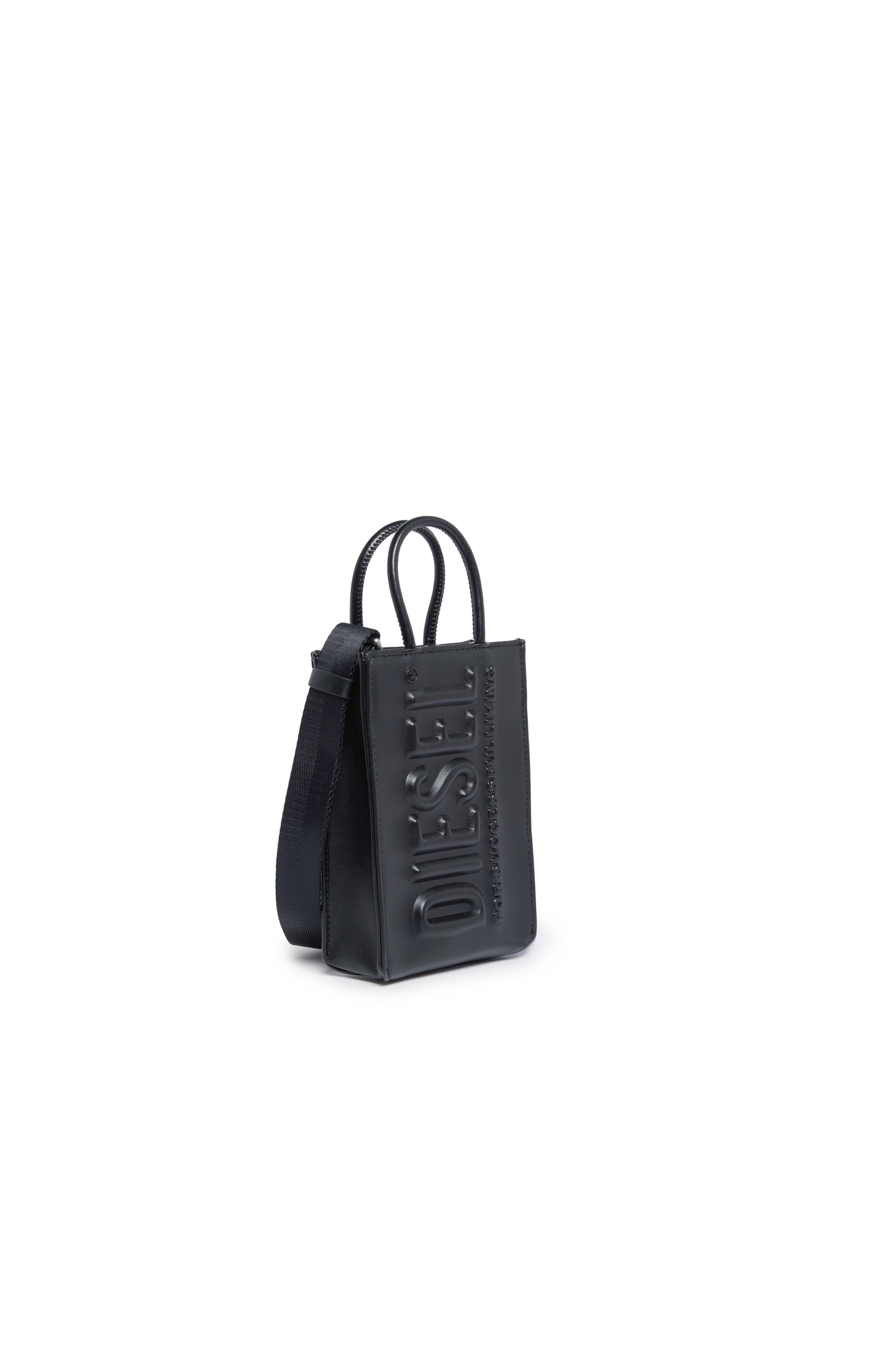 Diesel - DSL 3D SHOPPER MINI, Mini tote bag con logo in rilievo Donna in Nero - 3