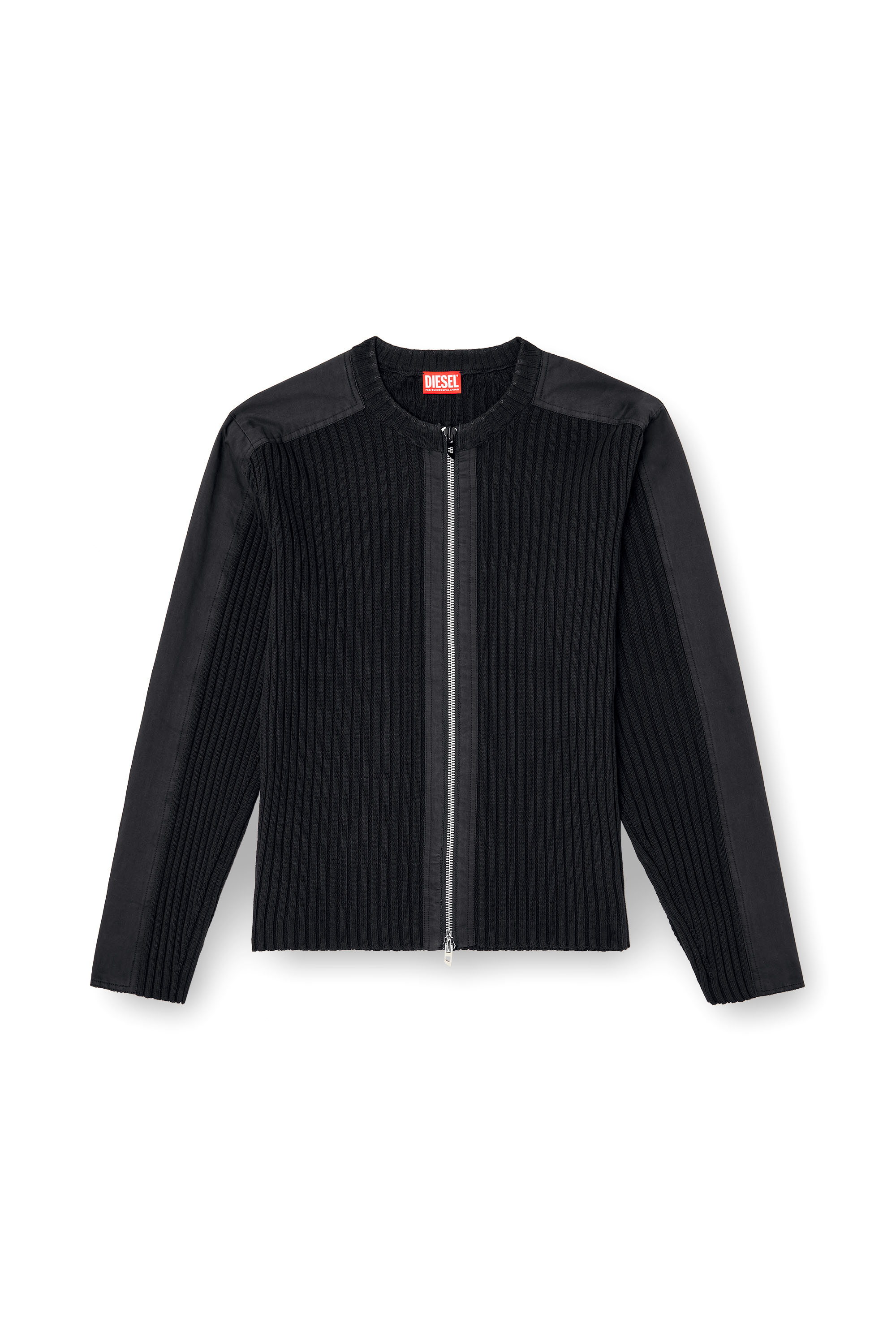 Diesel - K-MATTY, Cardigan con zip e pannelli utility Uomo in Nero - 3
