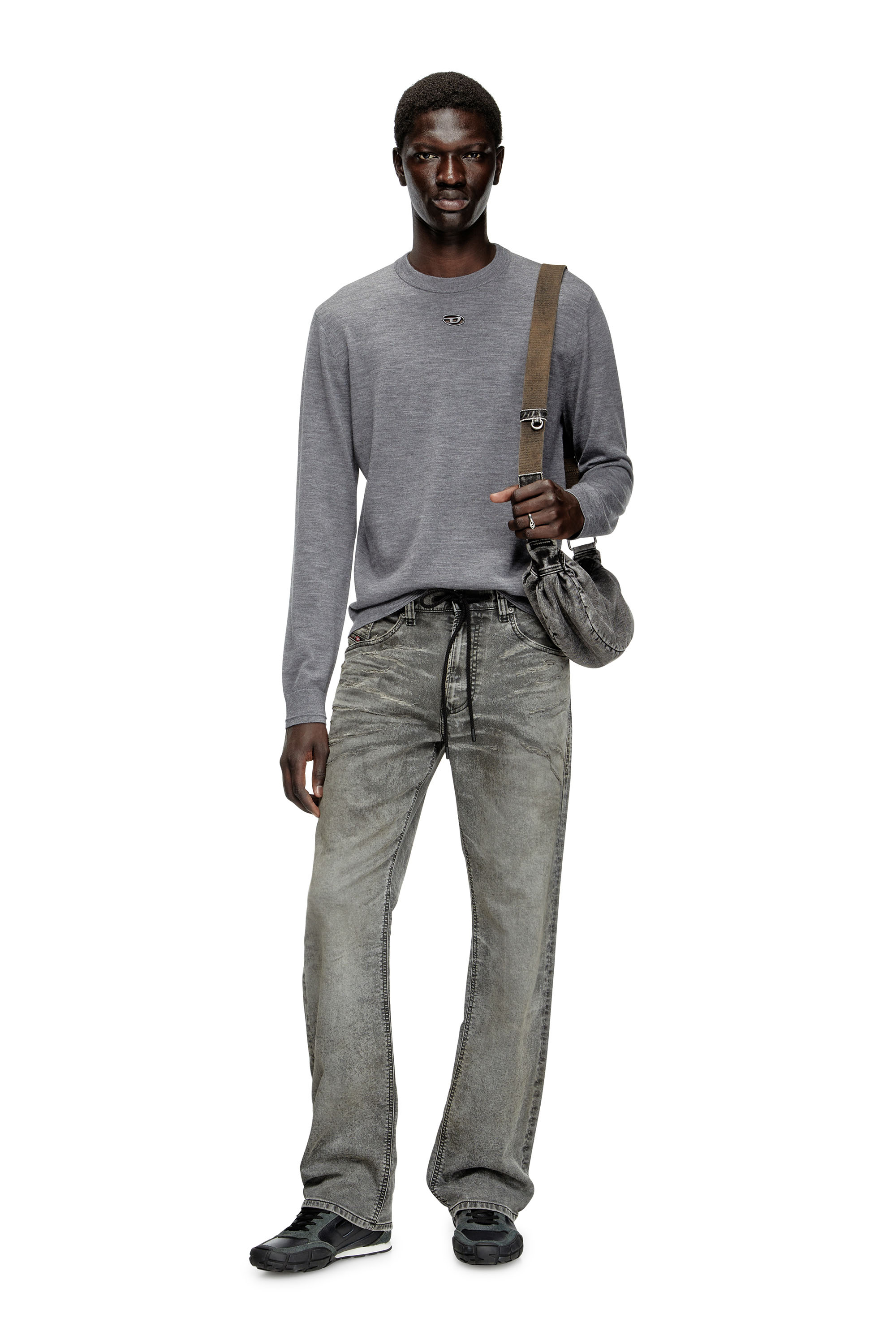 Diesel - K-VALIAM, Maglia in lana con logo cut-out Uomo in Grigio - 2