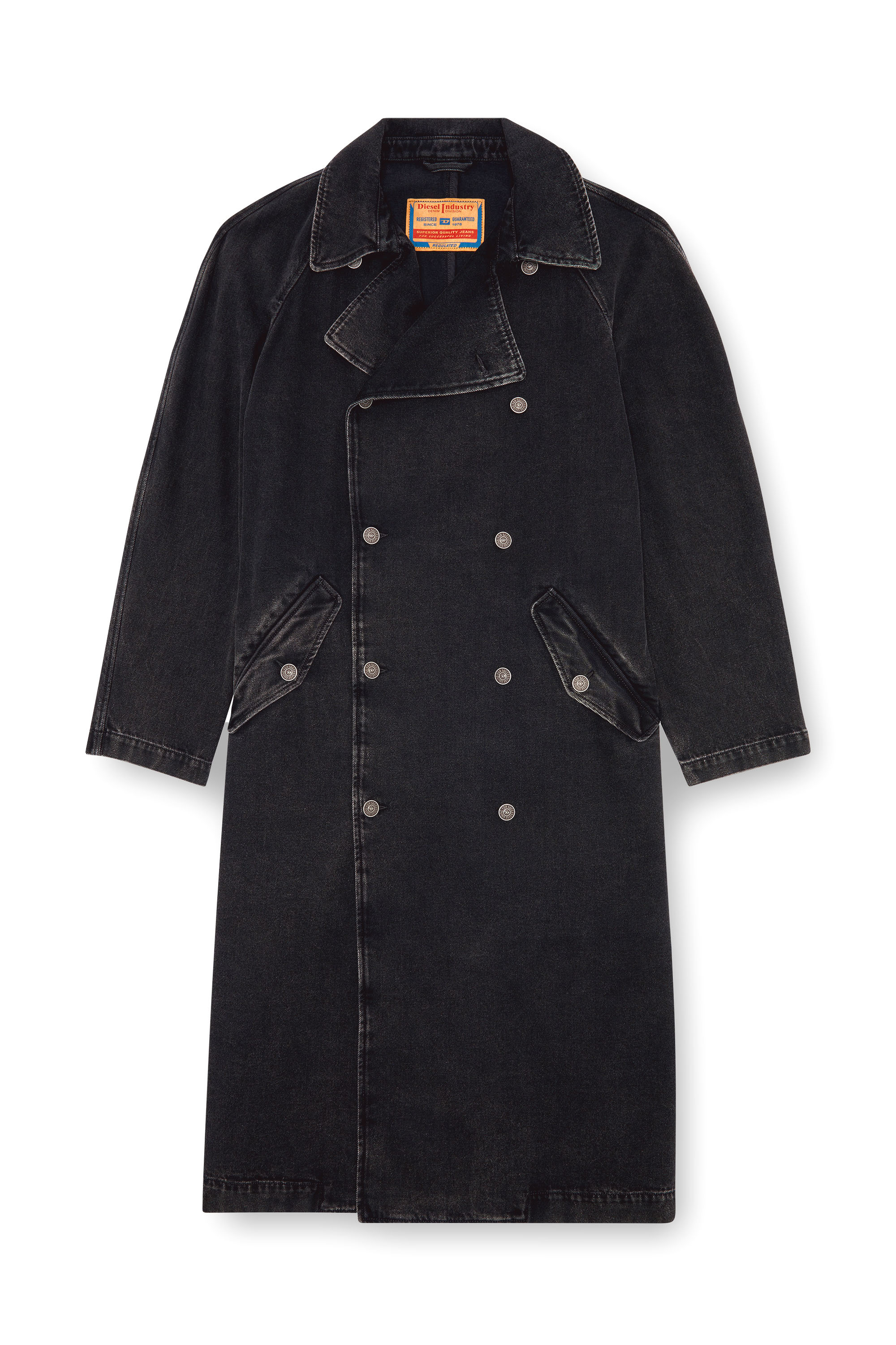 Diesel - D-DELIRIOUS-D, Trench in denim lavaggio clean Uomo in Nero - 3
