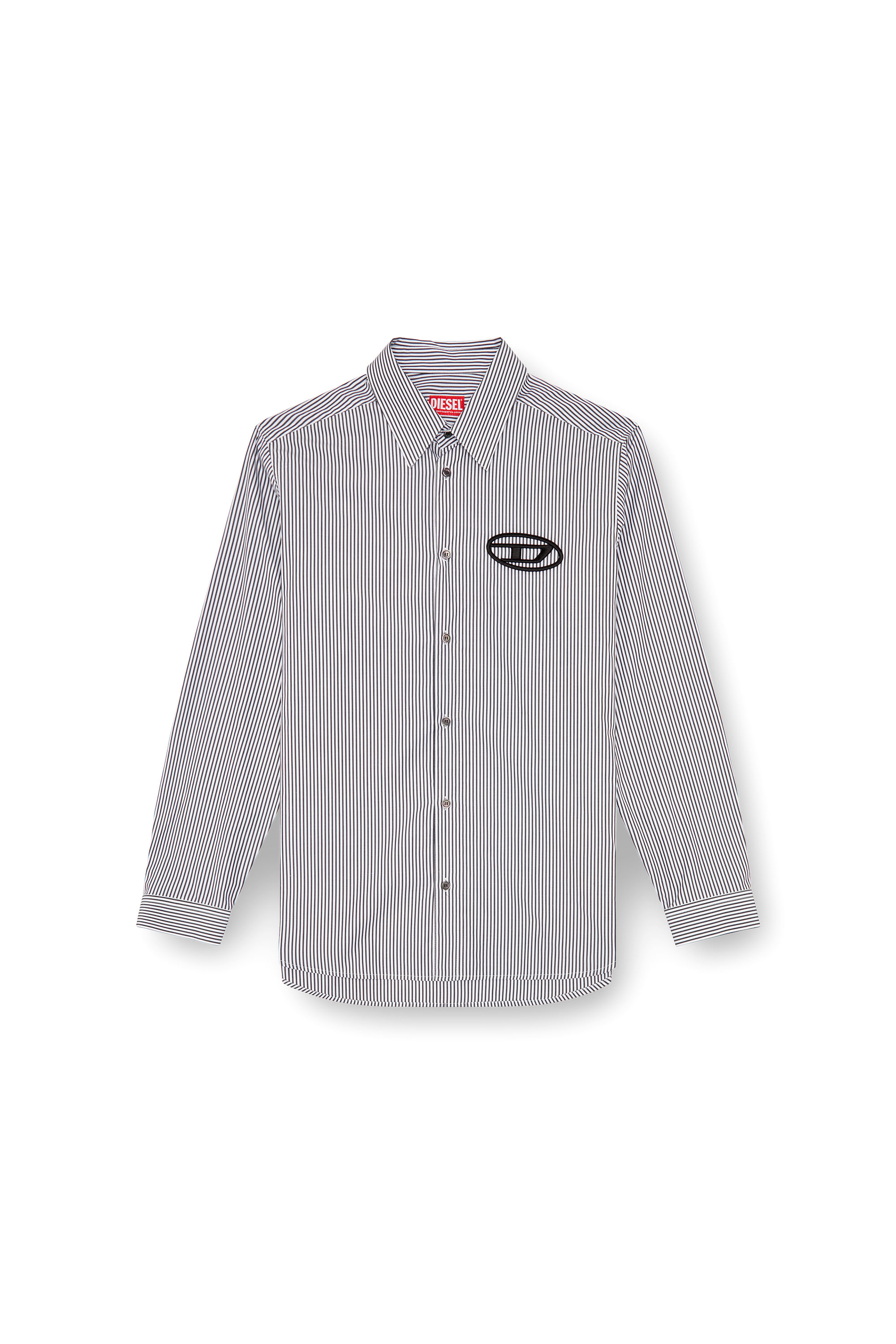 Diesel - S-SIMPLY-E, Camicia a righe con ricamo Oval D Uomo in Nero - 3