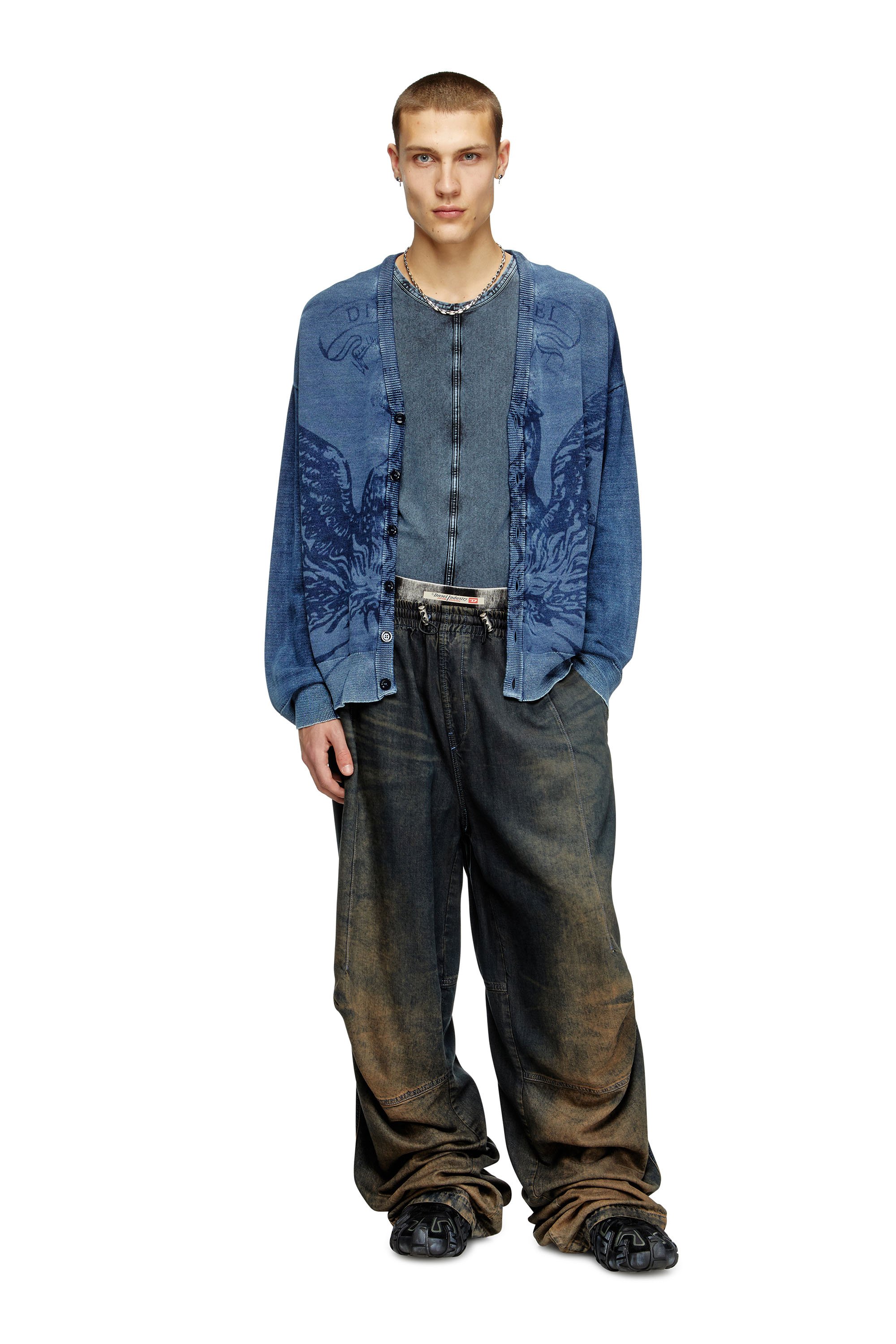 Diesel - K-FENICAR, Cardigan indaco con logo Phoenix Uomo in Blu - 2