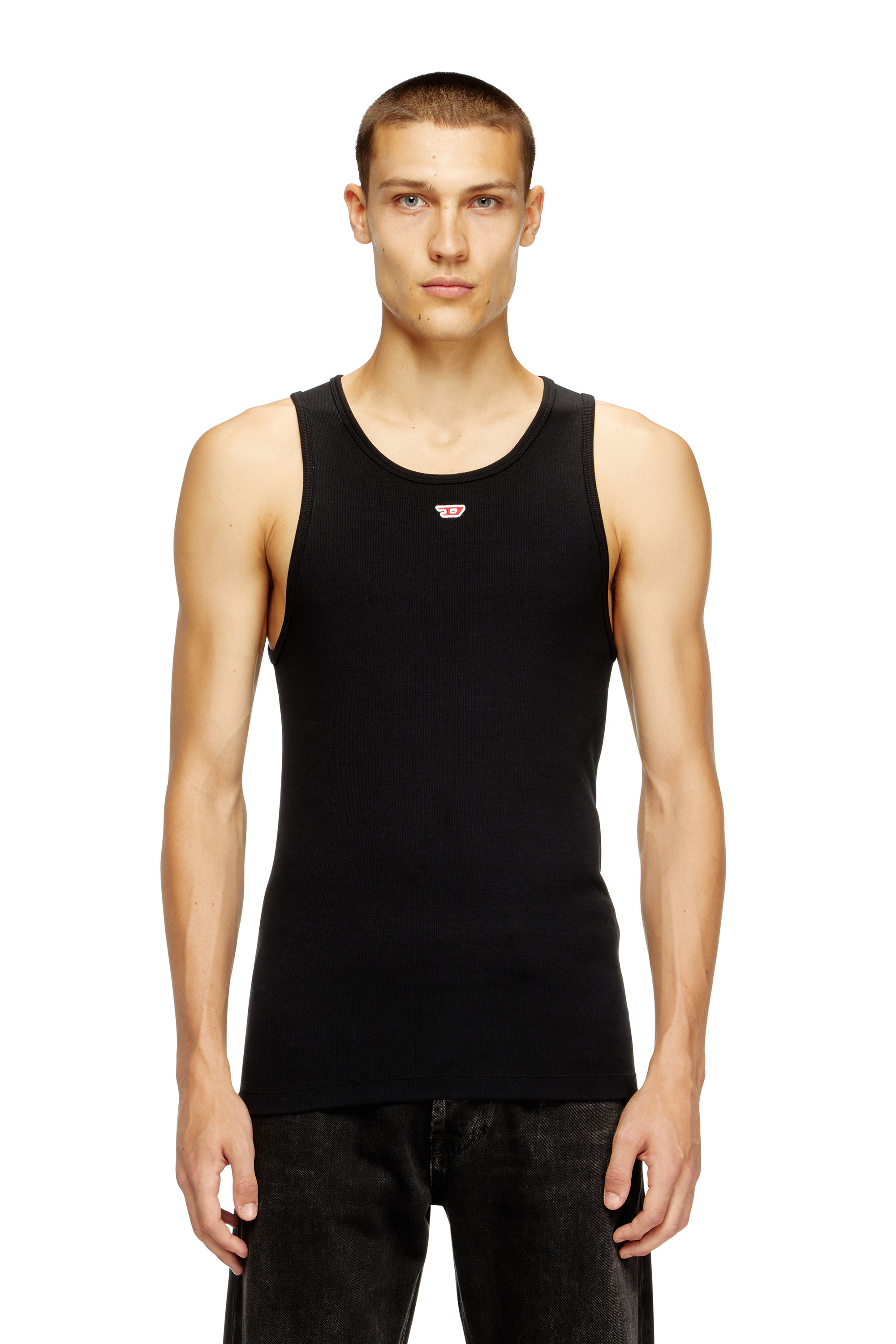 Diesel - T-LIFTY-D, Man's Tank top with mini D logo patch in Black - 1