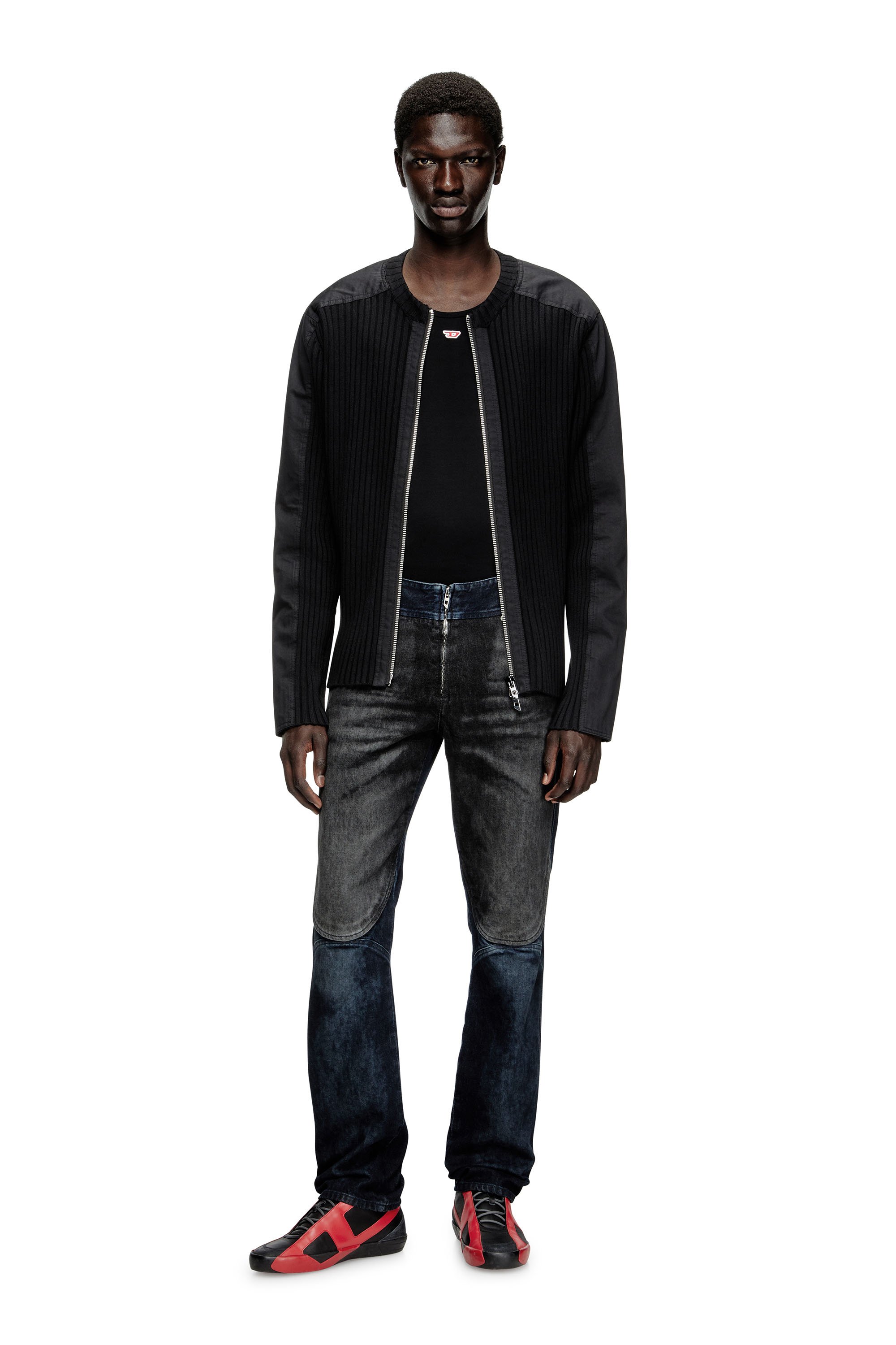 Diesel - K-MATTY, Cardigan con zip e pannelli utility Uomo in Nero - 2